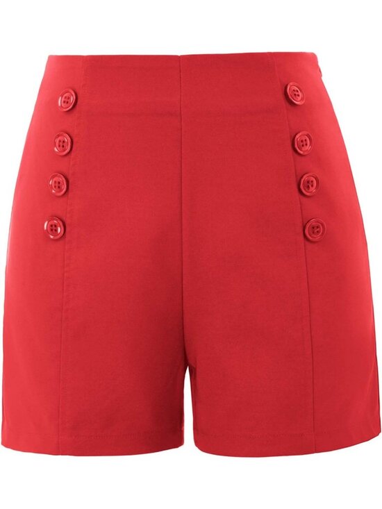 Pants - Vintage High Waist Button Sailor Shorts for Women | Retro Nautical Style